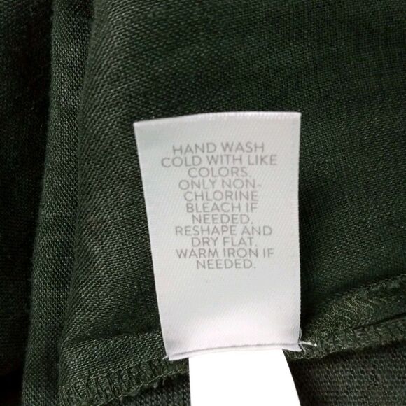 J Jill 100% Linen Tunic Top M Army Green Pullover 3/4 Sleeve Lagenlook Scandi - Picture 8 of 9